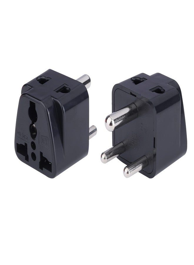 ام كي محول سفر عالمي MX (النوع D) من الولايات المتحدة الأمريكية والمملكة المتحدة والصين وغيرها إلى الهند، قابس تحويل 2 في 1 للاستخدام المنزلي والرسمي - أسود، عبوة من قطعتين - Image 1